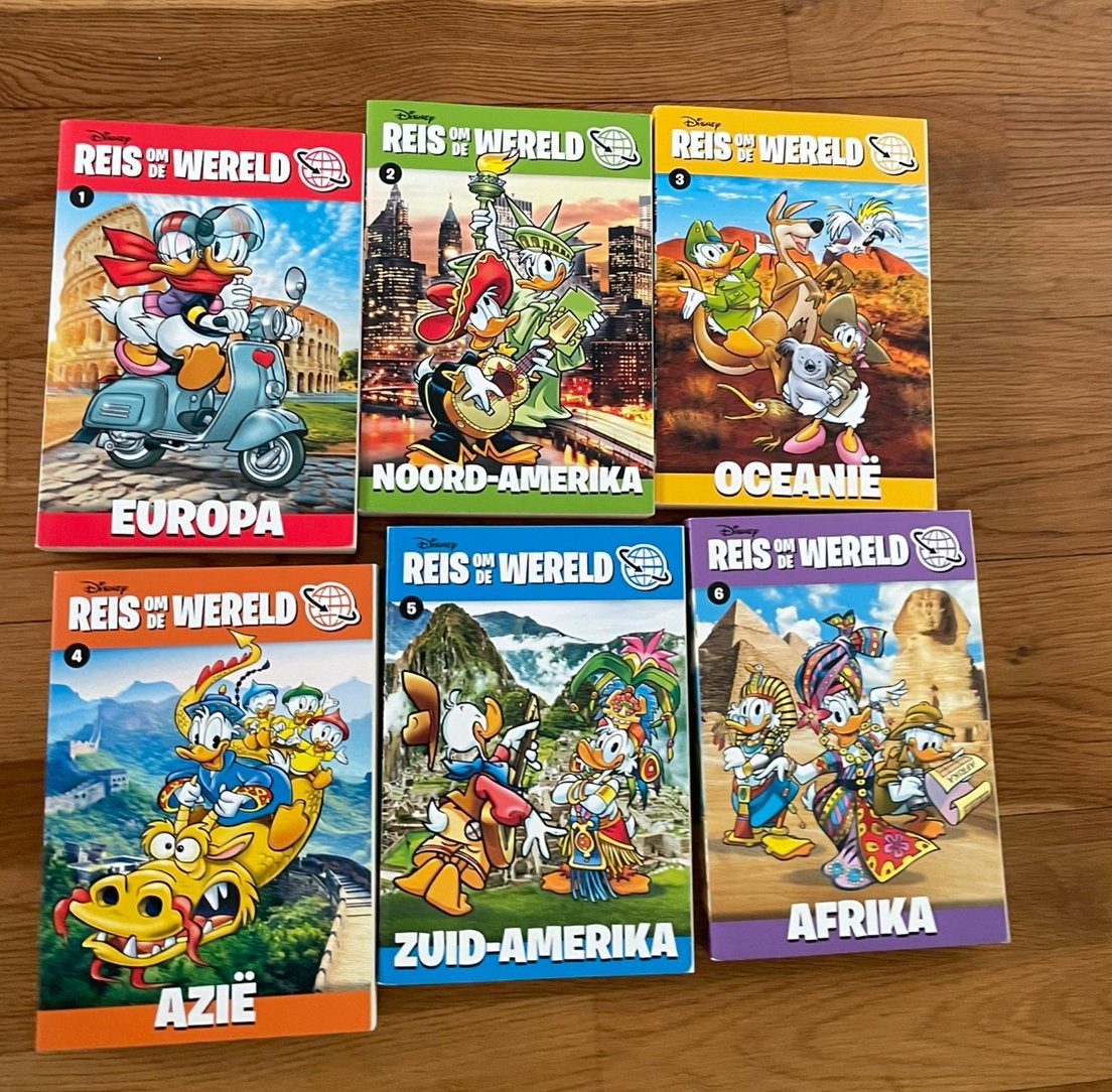 Donald Duck pockets serie Reis om de wereld werelddelen 1-6, Complete serie of reeks, Ophalen of Verzenden, Zo goed als nieuw