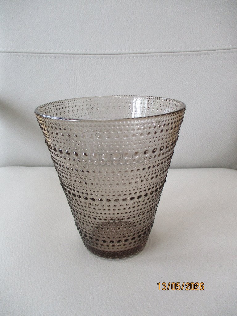Iittala - Oiva Toikka - Kastehelmi - vaas - Finland, Huis en Inrichting, Ophalen of Verzenden, Zo goed als nieuw, Grijs, Glas
