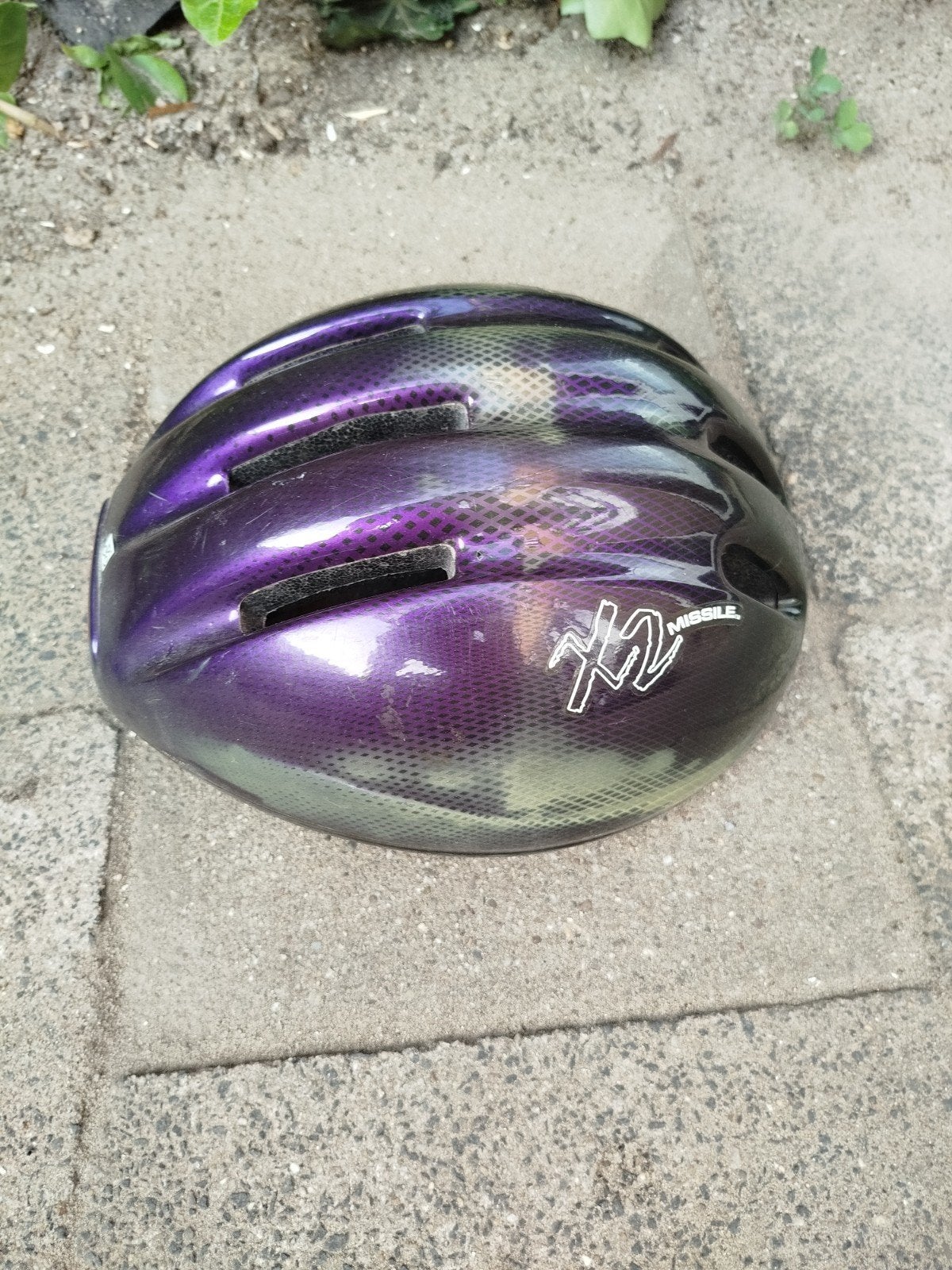 Vintage paarse fietshelm - Missile (1994), Ophalen, Gebruikt, Overige maten, Missile