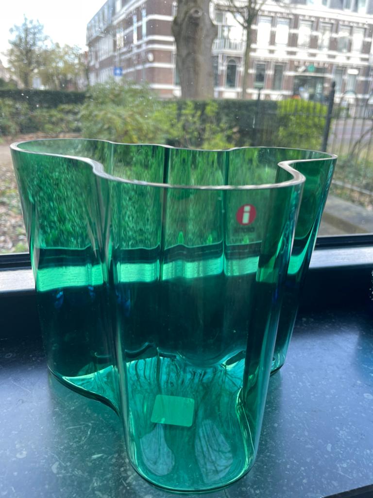 Iittala Alvar Aalto vaas 160mm smaragd groen, Ophalen of Verzenden, Nieuw, Glas