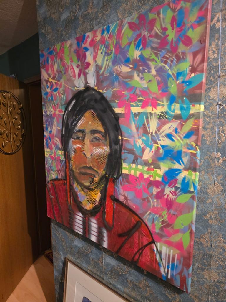 Espen gregor Hagen indiaan groot schilderij, Ophalen of Verzenden