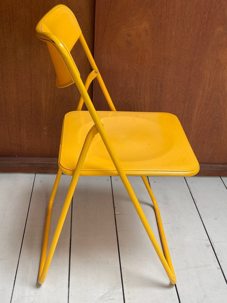 klapstoel IKEA vintage TED stoel kunststof metaal geel 1970s, Ophalen, Gebruikt, Overige kleuren, IKEA vintage