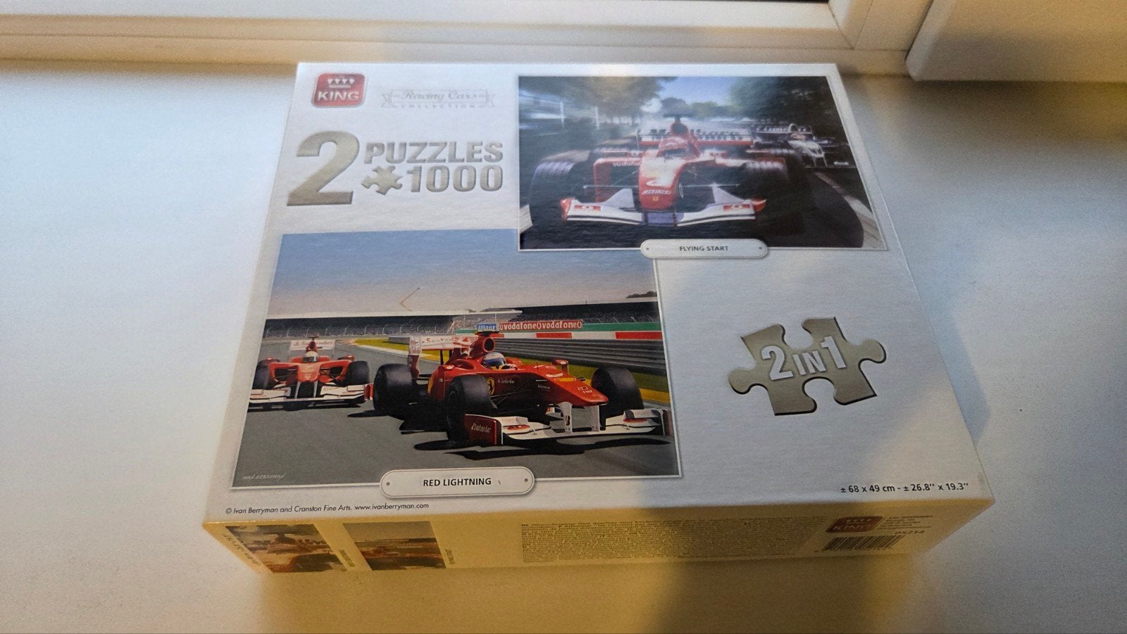 King Racing Cars 2x1000 Legpuzzel Formule 1, Ophalen, 500 t/m 1500 stukjes, Gebruikt, Legpuzzel