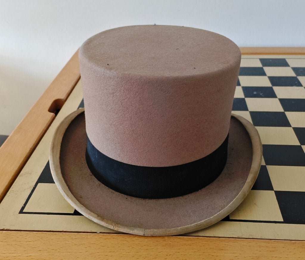 Elegante creme Ambassador unieke hoge heren hoed (officieel), Ophalen of Verzenden, Zo goed als nieuw, 58 of 59 cm (L, 7¼ of ⅜ inch)