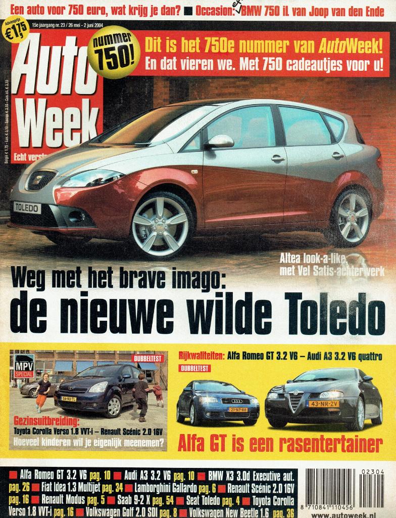 Autoweek 2004 nr. 23 (o.a. Alfa Romeo GT & Audi A3 3.2 V6), Verzenden, Gelezen, Algemeen