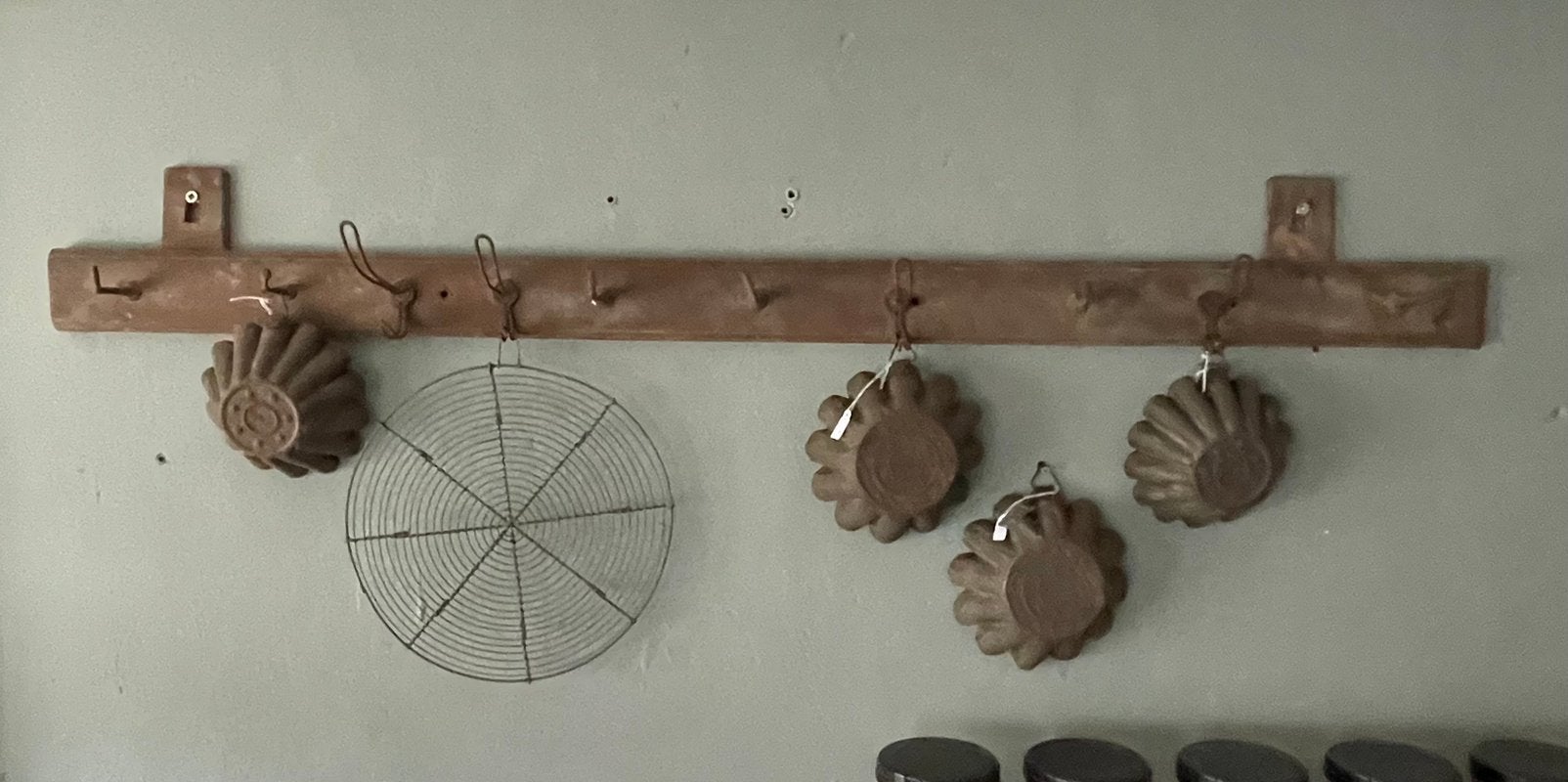 Brocante oud houten rek / kapstok met 10 haken, Ophalen of Verzenden