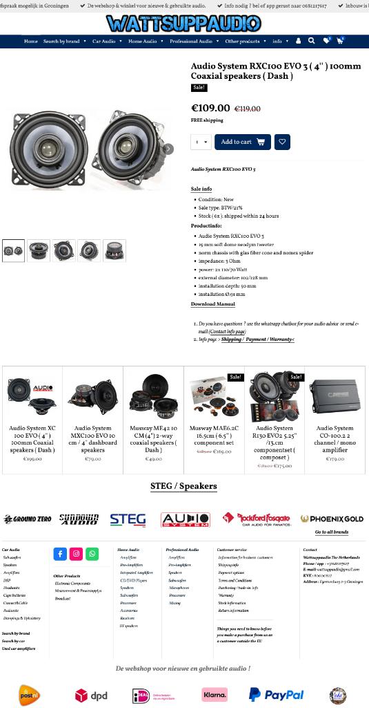 Audio System RXC100 EVO 3 (4'')100mm Coaxial speakers, Auto diversen, Autospeakers, Info@optimount.nl, Nieuw, Ophalen of Verzenden