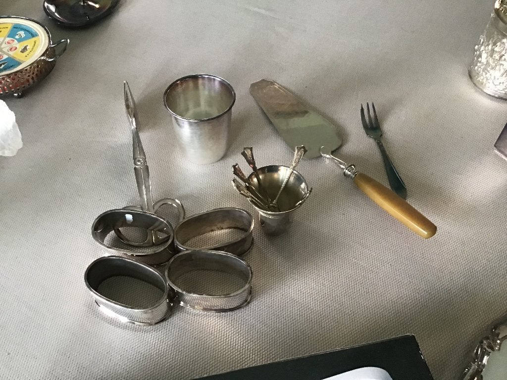 Messenleggers en servetringen verzilverd, Antiek en Kunst, Ophalen of Verzenden