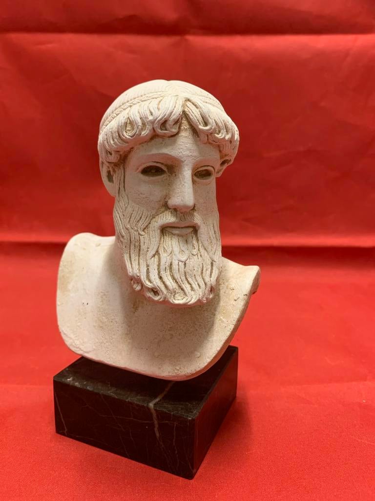 Buste Zeus Marmer Beeld marmeren sokkel Poseidon Artemision, Antiek en Kunst, Kunst | Beelden en Houtsnijwerken, Minder dan 20 cm