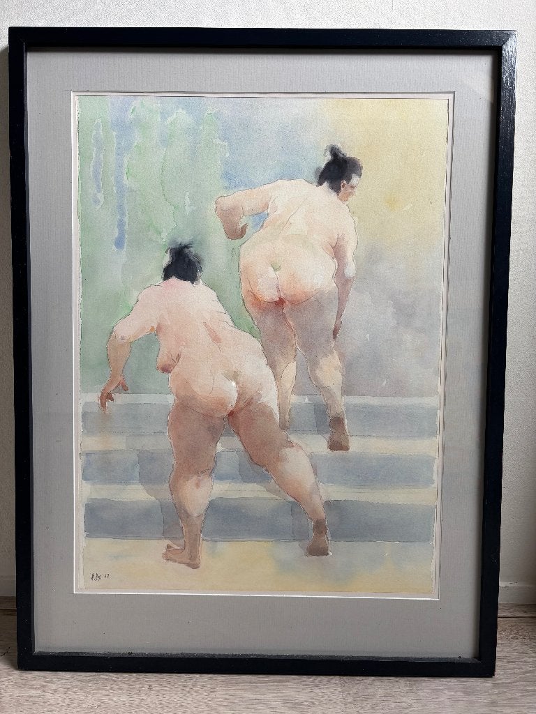 Aquarel, Ophalen, Figuren, Aquarel, Passe-partout