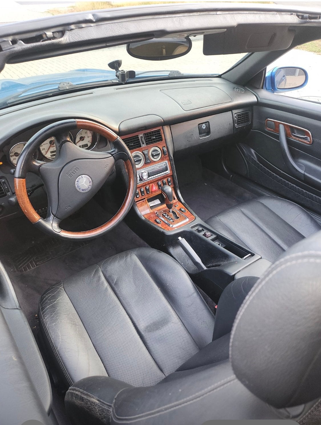 ‼️MERCEDES AMG CABRIO SLK 320 AUTOMAAT 217PK FULL OPTIONS‼️, Auto's, Automaat, Zwart, Cabriolet, Blauw
