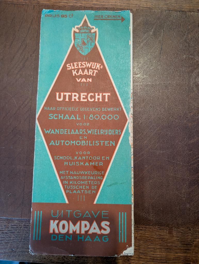 Sleeswijk kaart van Utrecht, Gelezen, Ophalen of Verzenden, Landkaart, 1800 tot 2000