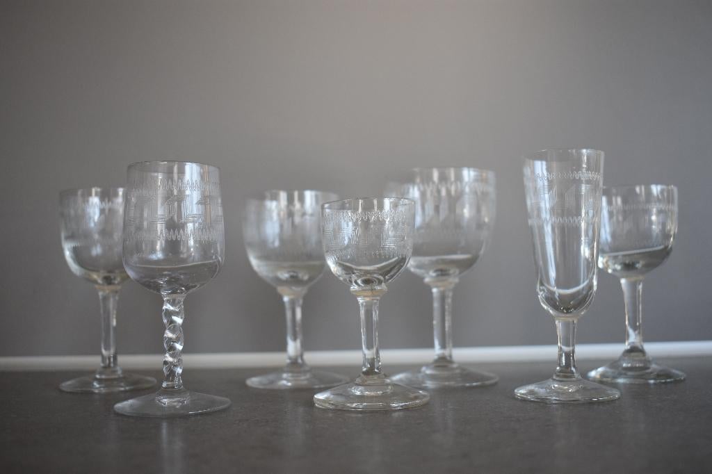 Copier Leerdam glas glaasjes art deco borrel borralglaasjes, Antiek en Kunst, Antiek | Glas en Kristal, Ophalen of Verzenden