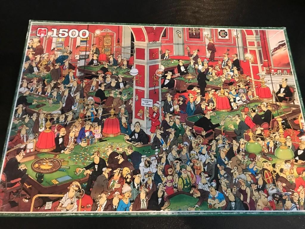 Puzzel Jan van Haasteren Crazy Casino 1500 st Jumbo, Ophalen of Verzenden, 500 t/m 1500 stukjes, Zo goed als nieuw, Legpuzzel