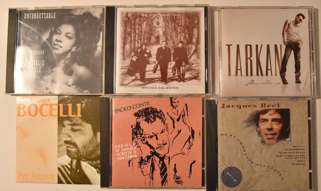 6 CD jazz blues Bocelli Brel Conte Tarkan Cole album muziek, Ophalen of Verzenden, 1980 tot heden, Zo goed als nieuw, Jazz