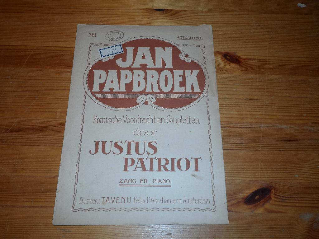 Jan papbroek - justus patriot, Zang, Gebruikt, Ophalen of Verzenden, Artiest of Componist