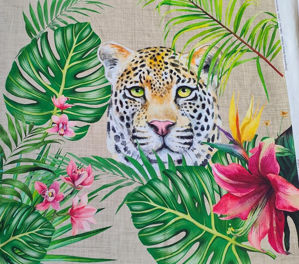 Katoen stof paneel deel wild life 2 kanten, 120 cm of meer, Nieuw, Ophalen of Verzenden, Katoen