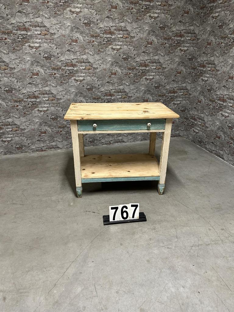 Industriële vintage tafel nr767, Huis en Inrichting, Tafels | Sidetables, Zo goed als nieuw, 50 tot 75 cm, 100 tot 150 cm, Rechthoekig