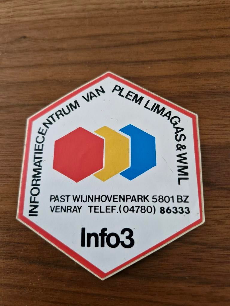 6065 Info3 PLEM LIMAGAS & WML Sticker, Ophalen of Verzenden, Gebruikt, Overige typen