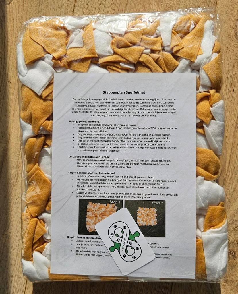 Handgemaakte snuffelmat Oker geel/Wit, Dieren en Toebehoren, Hondenspeelgoed, Nieuw, Intelligentiespeelgoed, Ophalen of Verzenden