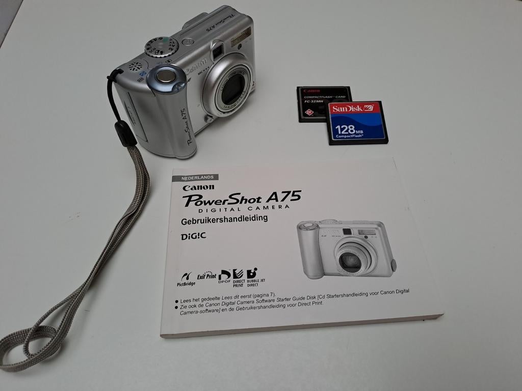 Canon PowerShot A75 + Manual + 2 Geheugenkaartjes, Gebruikt, Canon, Compact, Ophalen of Verzenden