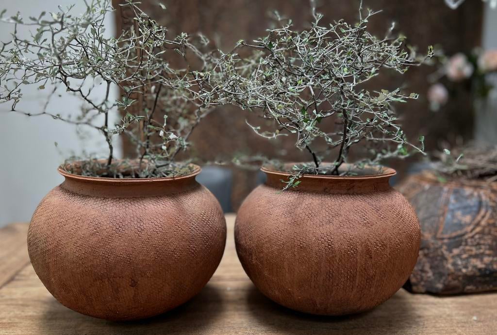 Handgemaakte aardewerk tuimel pot kruik sober imperfect, Ophalen of Verzenden