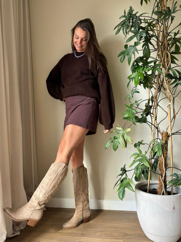Beige Cowboy Laarzen - Maat 36-41, Hoge laarzen, Beige, Nieuw, Ophalen of Verzenden