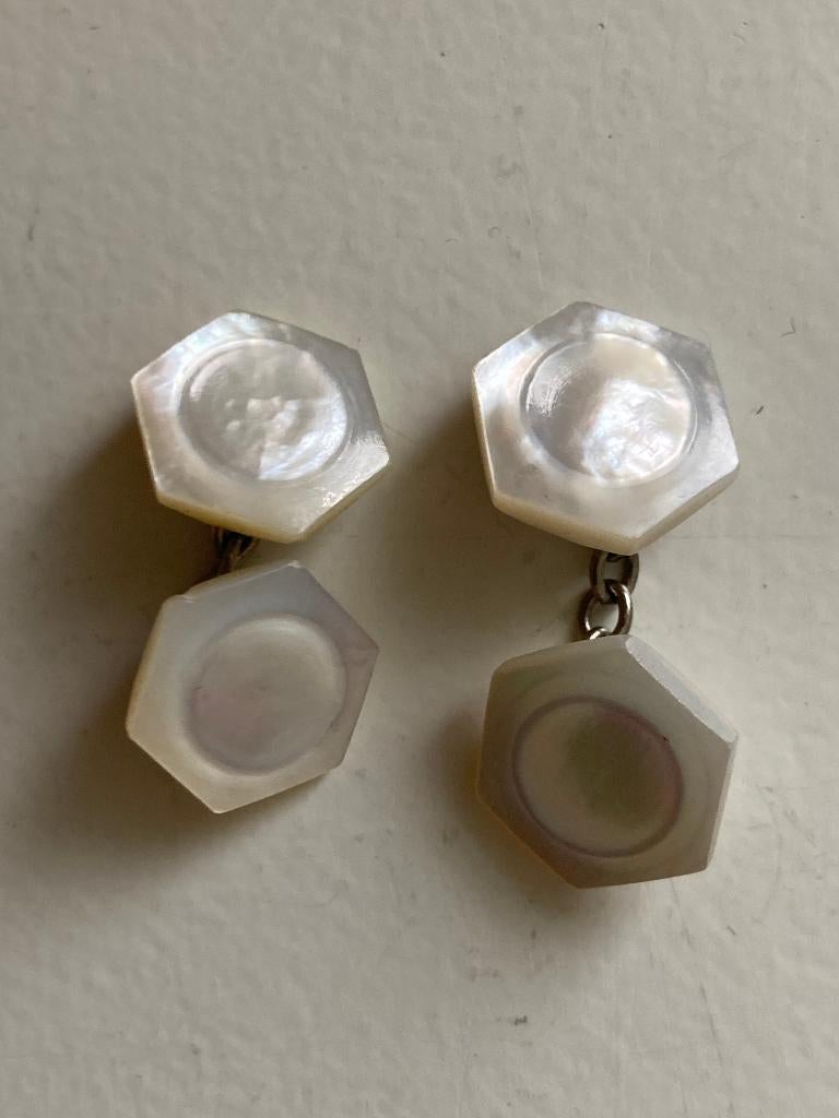 Parelmoer manchetknoopjes, Sieraden, Tassen en Uiterlijk, Manchetknopen, Ophalen of Verzenden, Gebruikt, Overige materialen