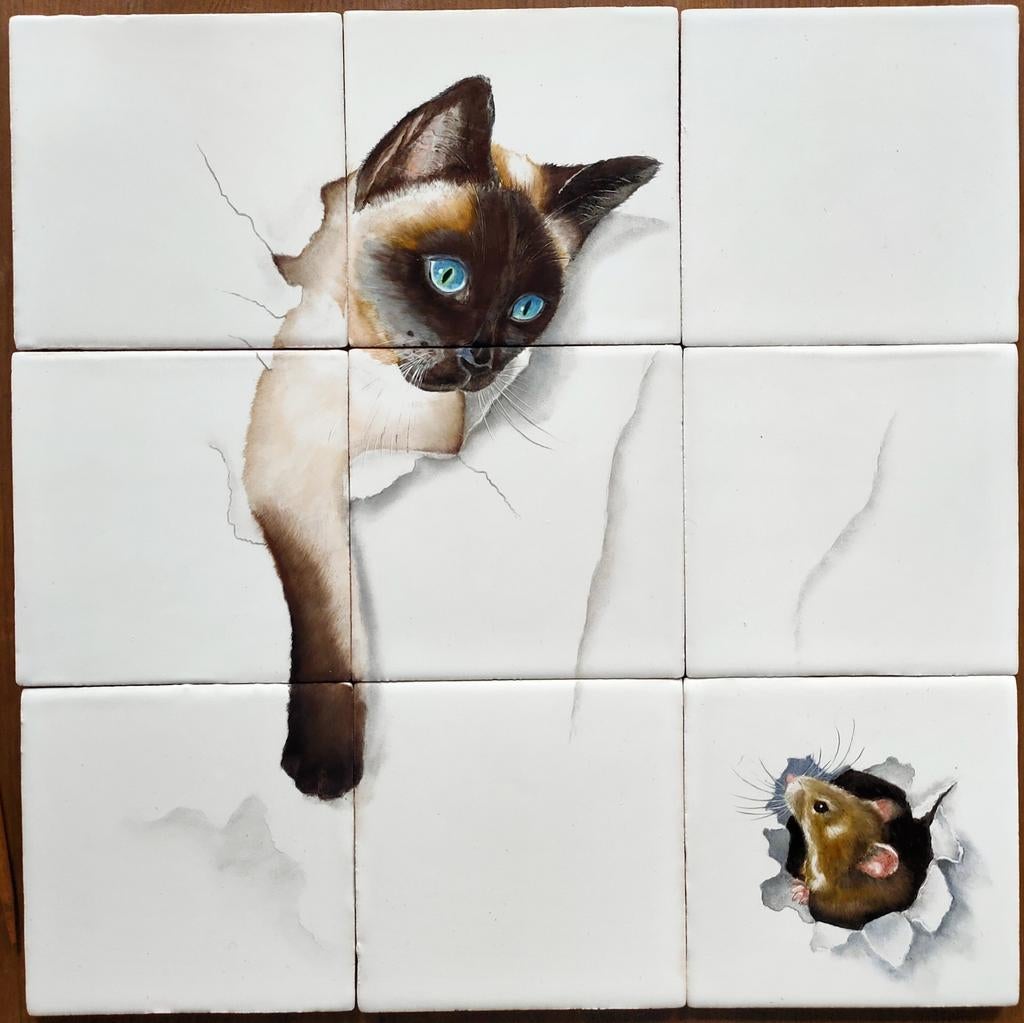 Yvonne's Tegeltableaus op authentieke Friese witjes., Ophalen of Verzenden, Nieuw, Keramiek, Wandtegels