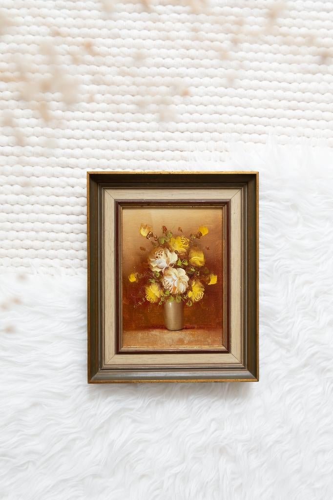 Vintage schilderij bloemen, Ophalen of Verzenden