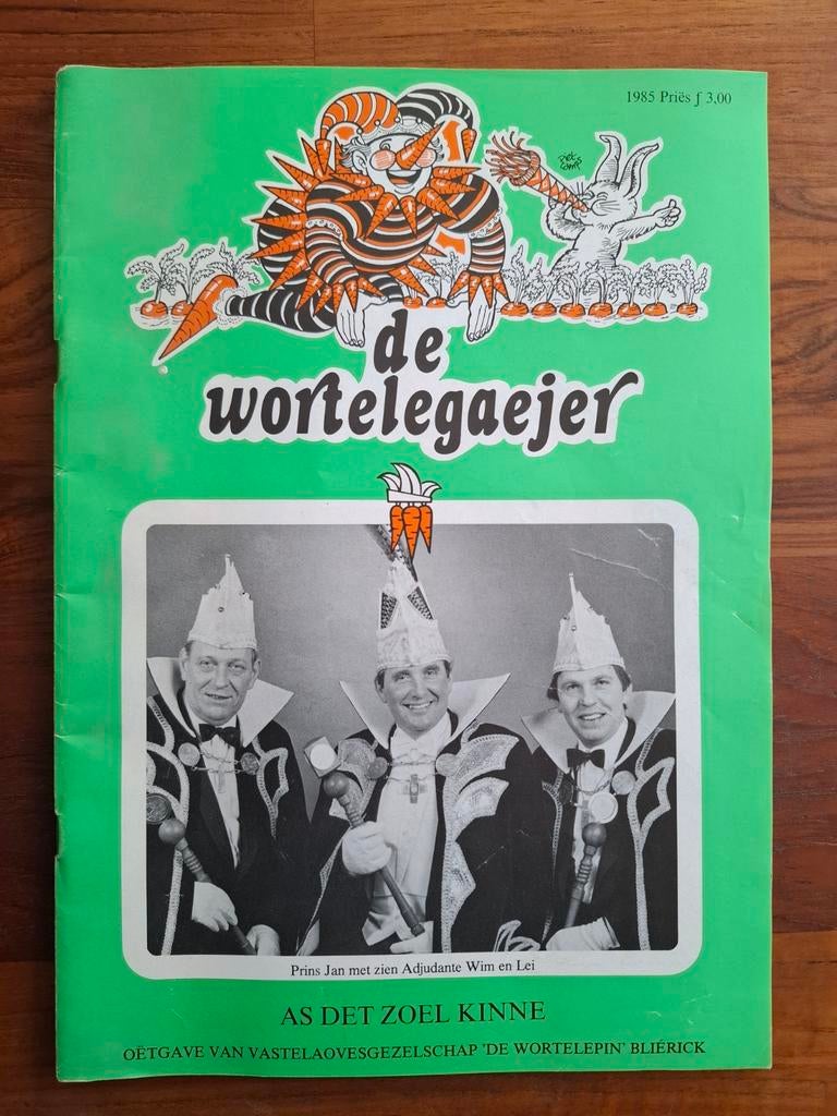 Wortelepin carnaval De Wortelegaejer 1985 vastelaovend, Verzamelen, Ophalen of Verzenden