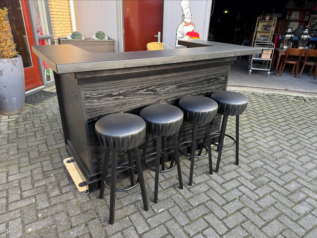 Zwarte huisbar toog café mancave kroeg kantine bar 200 cm, Huis en Inrichting, Barren, Ophalen of Verzenden, Gebruikt