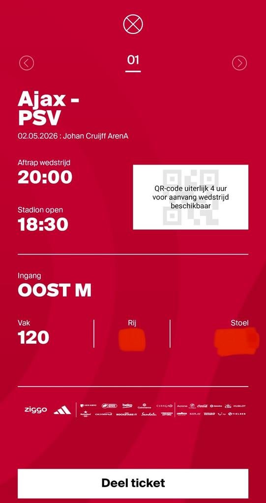 AJAX-PSV VAK 120, Losse kaart, Eén persoon, Mei