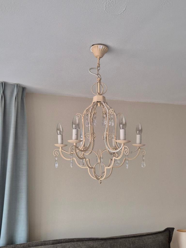 Elegante Crème Kroonluchter, Ophalen, Gebruikt, Glas, Klassiek