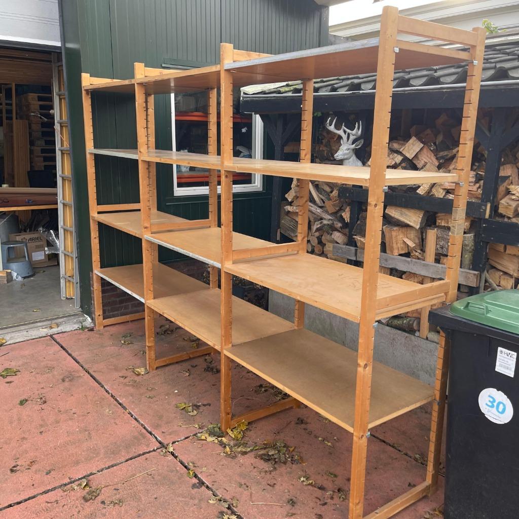 Bruynzeel Archos Stellingkast Houten Stelling 302x60x212cm, Ophalen, Bruynzeel, Bruynzeel, Zo goed als nieuw
