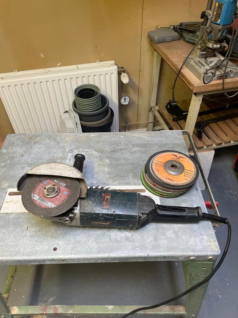 Metabo W1980 Haakse Slijper + Extra Schijven, Ophalen, Gebruikt, 1200 watt of meer, Overige typen