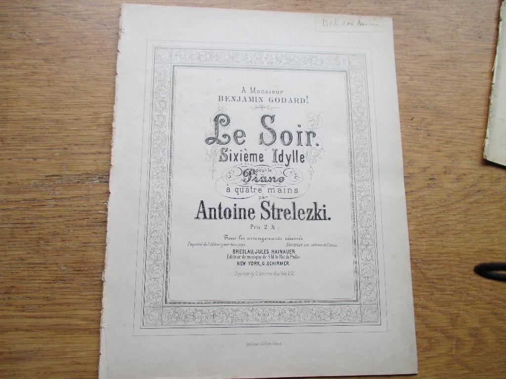 ANTOINE STRELEZKI LE SOIR -PIANO VOOR 4 HANDEN, Muziek en Instrumenten, Gebruikt, Klassiek, Ophalen of Verzenden, Artiest of Componist