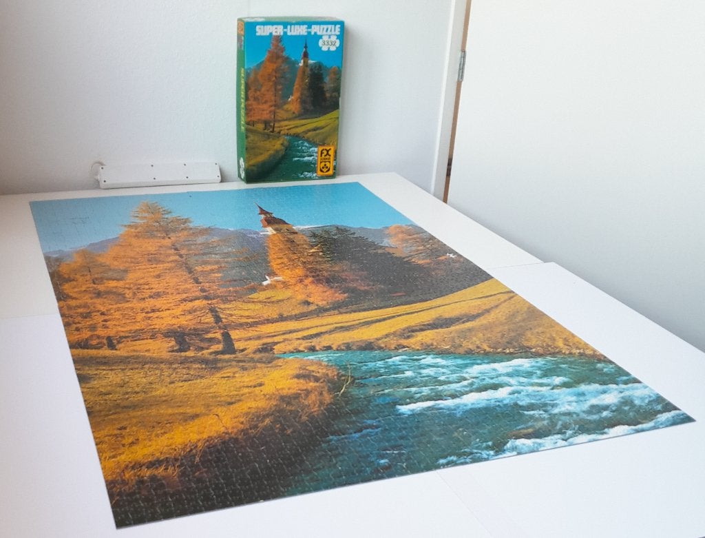 Berglandschap puzzel 3332 stukjes (Schmid) - kopen of ruilen, Ophalen of Verzenden, Meer dan 1500 stukjes, Gebruikt, Legpuzzel