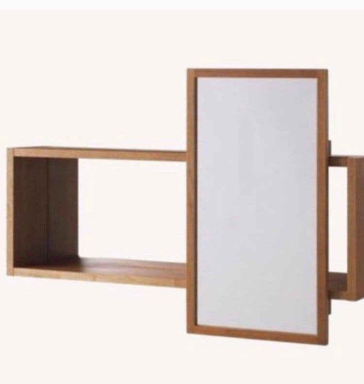 Vintage spiegelkast midcentury kast hout met sliding spiegel, Ophalen of Verzenden, Zo goed als nieuw, Rechthoekig, Minder dan 100 cm