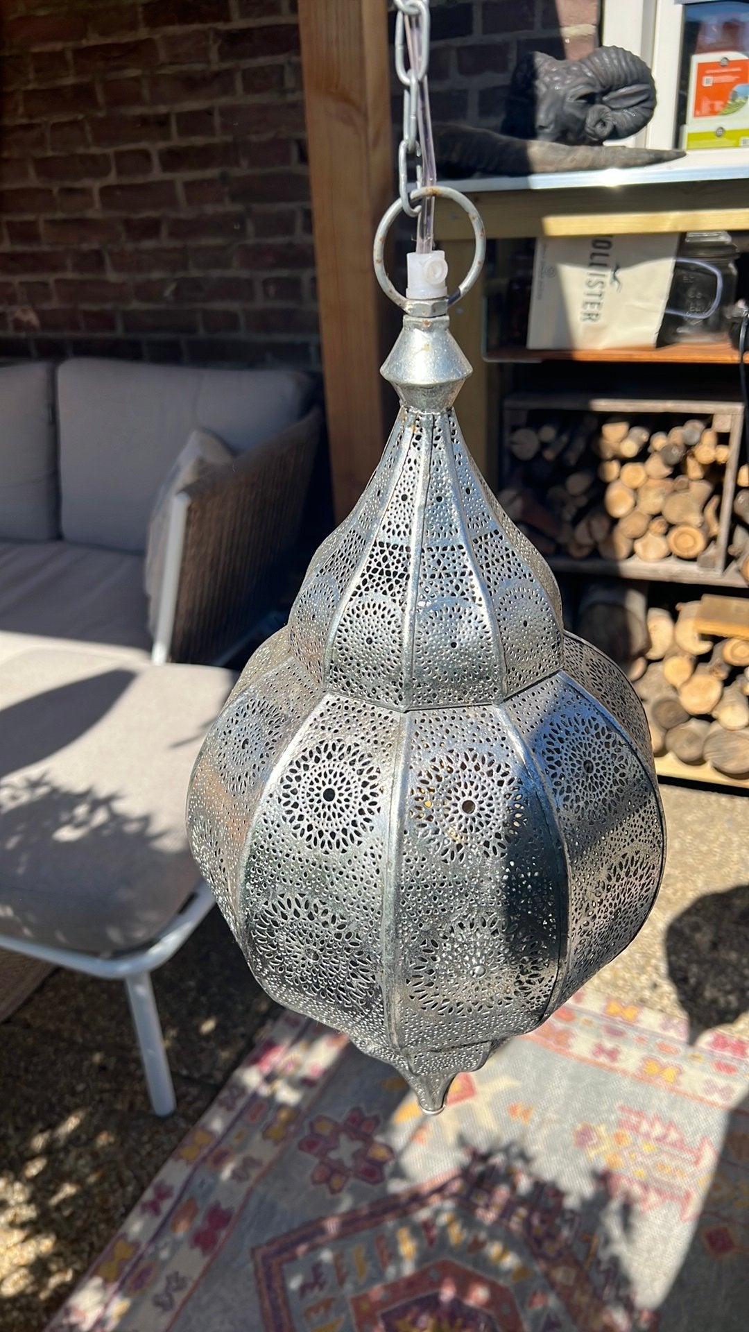 Oosterse hanglamp, Oosters / boho, Zo goed als nieuw, Metaal, E27 (groot)