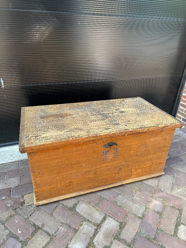 Antieke oude kist, Ophalen, Gebruikt, 50 tot 100 cm, 50 tot 75 cm