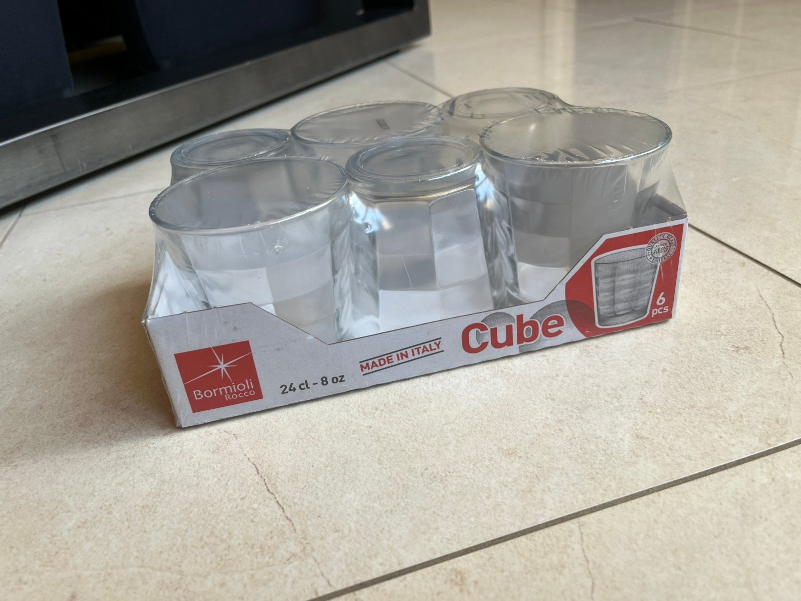 set zes transparante Bormioli Rocco Cube waterglazen Nieuw, Ophalen, Glas of Glazen, Nieuw, Glas
