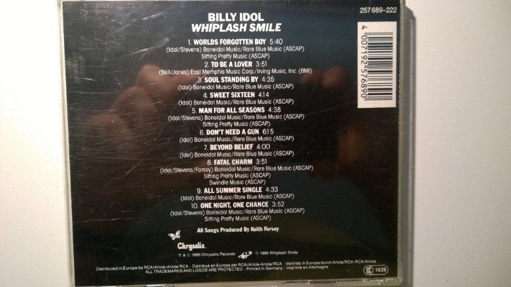 Billy Idol - Whiplash Smile, Cd's en Dvd's, Ophalen of Verzenden, Zo goed als nieuw, Poprock, Album