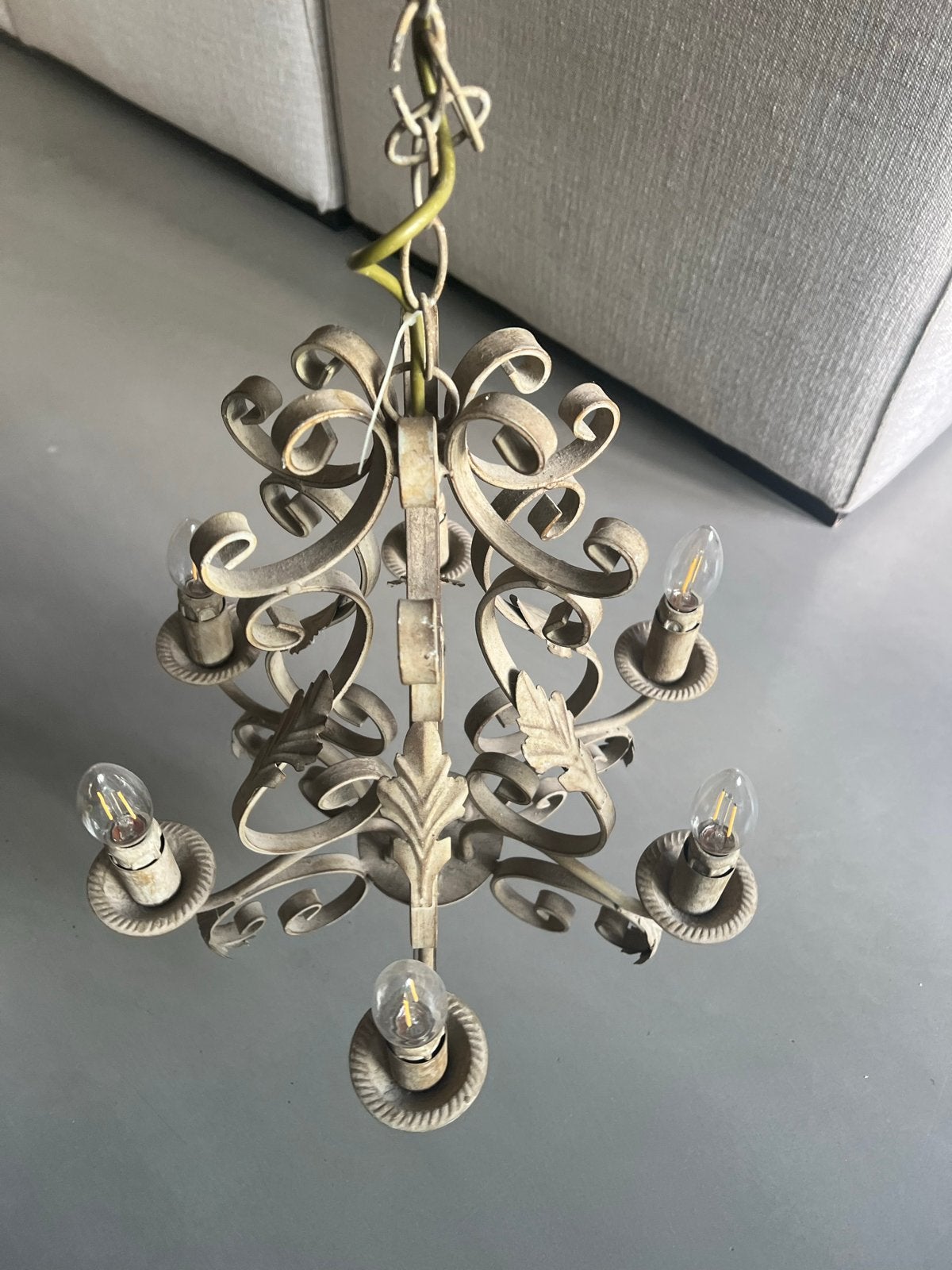 Brocante kroonluchter met 6 lichtpunten, Ophalen