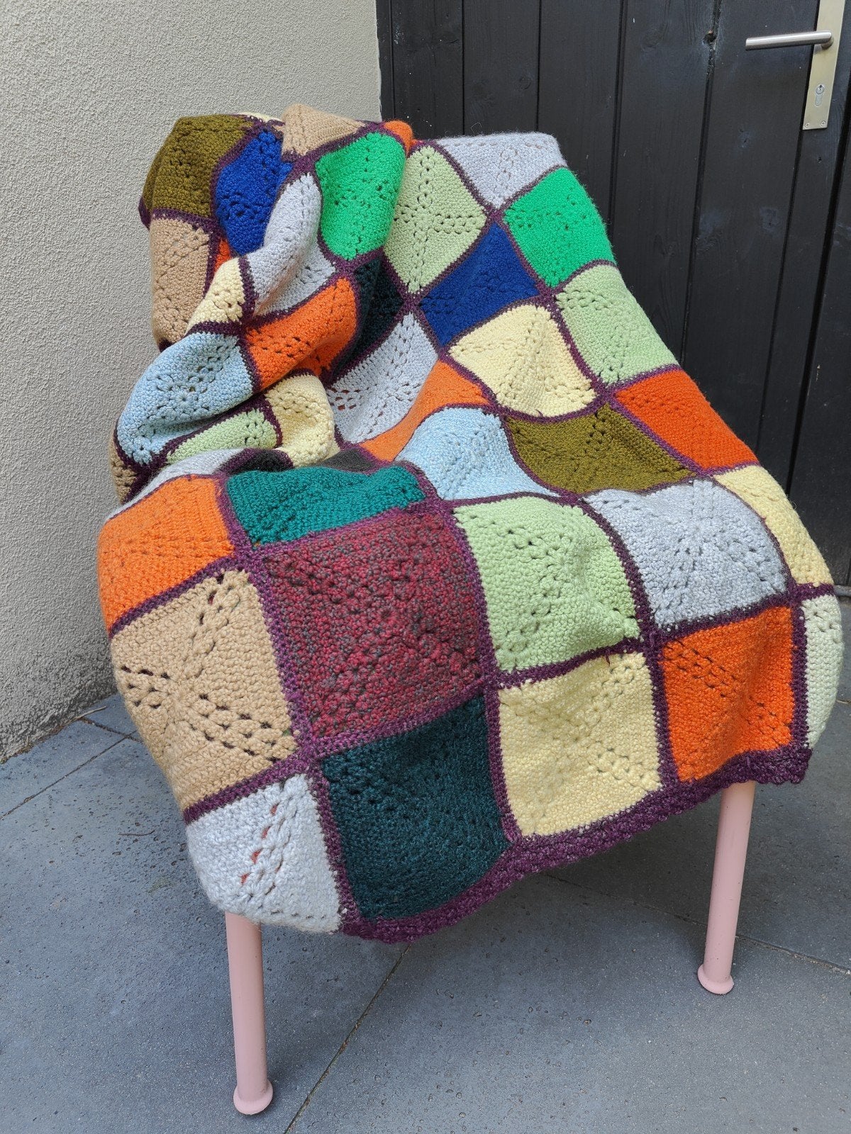 Gehaakte deken / sprei van granny squares, Ophalen, Overige merken, Meerkleurig, Zo goed als nieuw