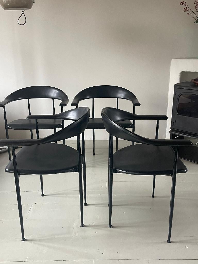 4x Fasem Italy P40 stoel Giancarlo Vegni 80s vintage stoelen, Huis en Inrichting, Ophalen, Gebruikt, Zwart, Vier