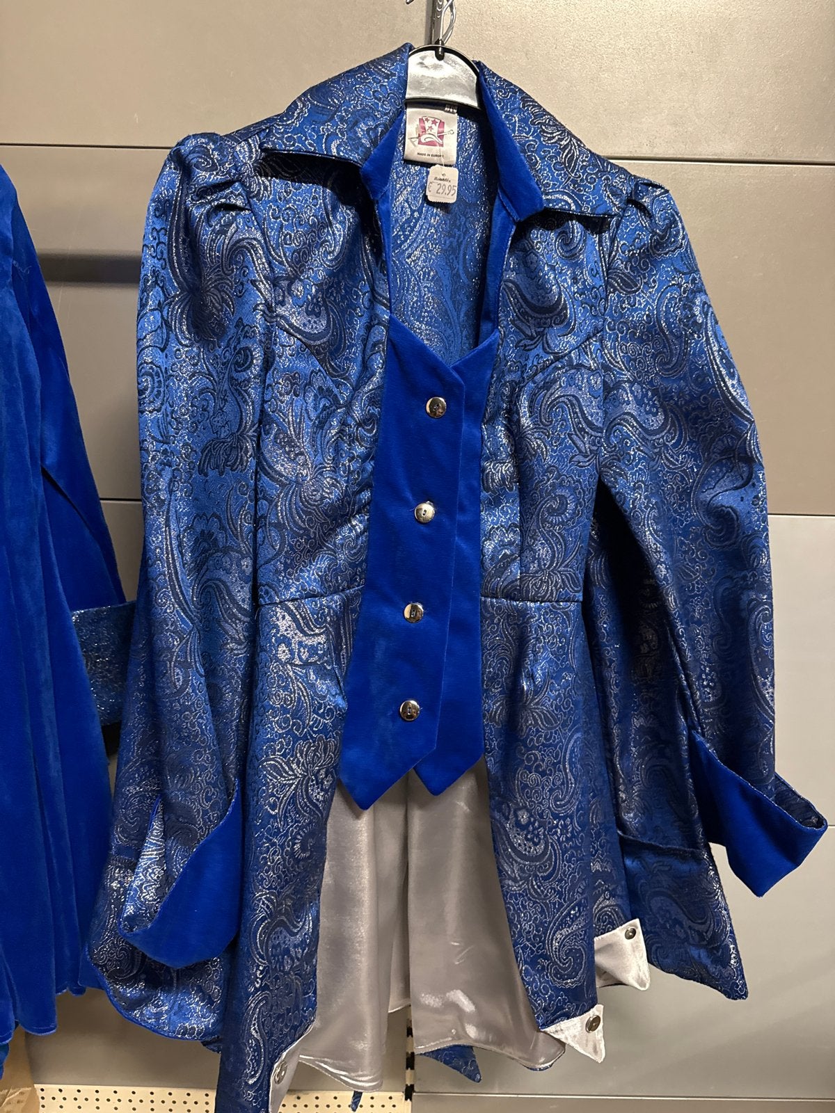 Nieuwe Blauwe barok jas met zilverkleurige details, Carnaval, Nieuw, Ophalen of Verzenden, Kleding