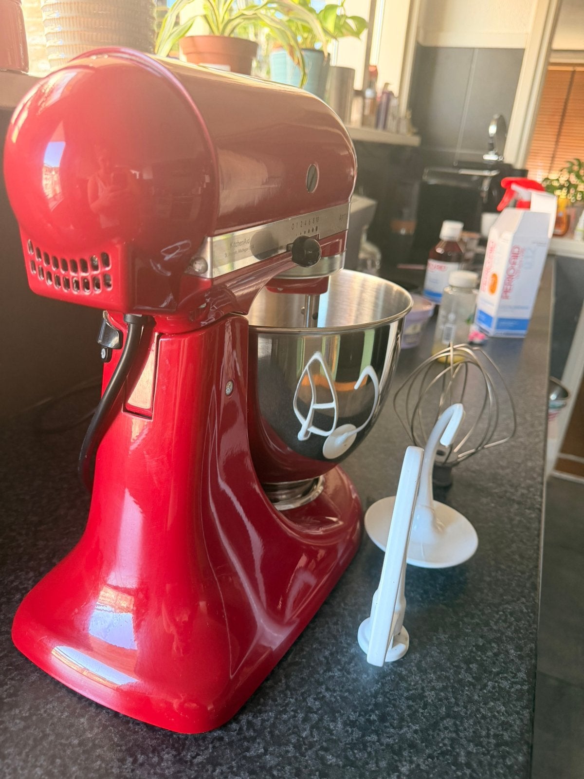 Rode KitchenAid  Keizerrood met ice cream maker te koop, Witgoed en Apparatuur, Keukenmixers, 4 liter of meer, Ophalen, Gebruikt