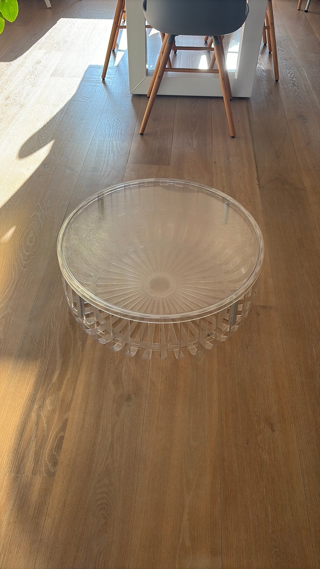 Transparante design(Kartell) salontafel met afneembaar blad, Ophalen, Kunststof, Gebruikt, 50 tot 100 cm