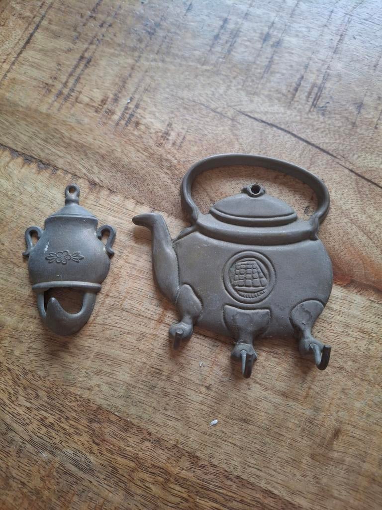 Vintage koper theepot en theelicht haakjes, Ophalen of Verzenden
